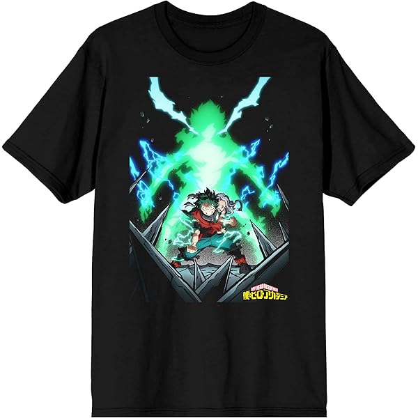 MY HERO ACADEMIA コットンTシャツ　Lサイズ ブラック Amazon.com: My Hero Academia Izuku Midoriya One for All